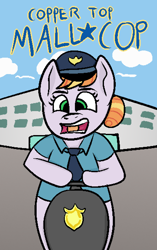 Size: 746x1188 | Tagged: safe, artist:xppp1n, copper top, oc, earth pony, pony, earth pony oc, female, mall cop, mare, meme, movie poster, open mouth, ponified, ponified meme, segway, solo, text
