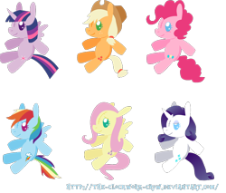 Size: 908x773 | Tagged: safe, artist:the-clockwork-crow, derpibooru import, applejack, fluttershy, pinkie pie, rainbow dash, rarity, twilight sparkle, twilight sparkle (alicorn), alicorn, earth pony, pegasus, pony, unicorn, mane six, plushie, simple background, transparent background