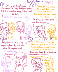 Size: 4779x6013 | Tagged: safe, artist:adorkabletwilightandfriends, derpibooru import, lily, lily valley, spike, oc, oc:arum valley, oc:forest valley, comic:adorkable twilight and friends, adorkable, adorkable friends, camera, comic, cute, dad, dating, dork, family, glasses, humor, introduction, love, mom, parent, slice of life