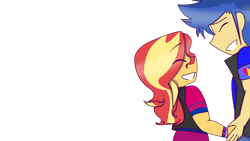 Size: 1280x720 | Tagged: safe, artist:eveart13, derpibooru import, flash sentry, sunset shimmer, equestria girls, female, flashimmer, male, shipping, straight