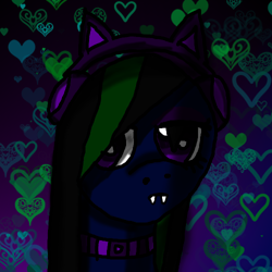 Size: 500x500 | Tagged: safe, artist:maideshy, derpibooru import, oc, bat pony, choker, digital art, female, goth, headphones, mare, profile picture, solo