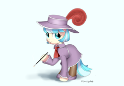 Size: 1026x712 | Tagged: safe, alternate version, artist:vinilyart, derpibooru import, coco pommel, earth pony, pony, cigarette, cigarette holder, clothes, fashion, female, hat, mare, solo