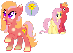 Size: 3232x2336 | Tagged: safe, artist:princessamara123, artist:xbubble-bases, derpibooru import, big macintosh, fluttershy, oc, oc:lily, earth pony, pegasus, pony, base used, coat markings, cutie mark, female, flower, fluttermac, gradient hooves, happy, looking up, male, mare, offspring, open mouth, parent:big macintosh, parent:fluttershy, parents:fluttermac, raised hoof, raised leg, shipping, simple background, smiling, straight, transparent background, two toned mane, violet eyes