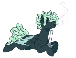 Size: 1280x974 | Tagged: safe, artist:lynesssan, derpibooru import, oc, oc:antoine, pegasus, pony, bong, lying down, male, nose piercing, nose ring, piercing, prone, simple background, solo, stallion, transparent background, two toned wings, wings