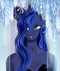 Size: 4000x4700 | Tagged: safe, artist:livitoza, derpibooru import, princess luna, alicorn, anthro, breasts, female, hair over one eye, mare, princess balloona