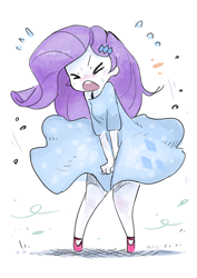 Size: 2480x3508 | Tagged: safe, artist:nendo, derpibooru import, rarity, equestria girls, ><, blushing, clothes, cute, dress, eyes closed, female, high res, marilyn monroe, open mouth, raribetes, solo