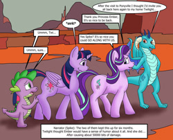 Size: 1280x1032 | Tagged: safe, artist:termyotter, derpibooru import, princess ember, spike, starlight glimmer, twilight sparkle, twilight sparkle (alicorn), alicorn, dragon, pony, atg 2021, lava, newbie artist training grounds