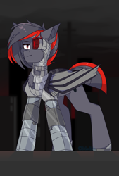 Size: 1849x2731 | Tagged: safe, artist:mediasmile666, derpibooru import, oc, oc only, pony, artificial wings, augmented, male, mechanical wing, solo, stallion, standing, wings