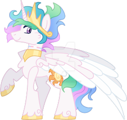 Size: 1280x1212 | Tagged: safe, artist:rohans-ponies, derpibooru import, prince solaris, princess celestia, pony, deviantart watermark, obtrusive watermark, rule 63, simple background, solo, transparent background, watermark