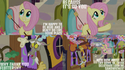 Size: 1280x720 | Tagged: safe, derpibooru import, edit, edited screencap, editor:quoterific, screencap, discord, fluttershy, draconequus, pegasus, pony, discordant harmony, season 7, female, food, male, mare, marshmallow, open mouth, upside down