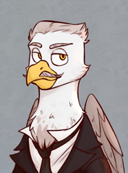 Size: 520x700 | Tagged: safe, artist:bunnyshrubby, derpibooru import, oc, oc only, griffon, equestria at war mod, clothes, facial hair, griffon oc, moustache, necktie, suit