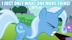 Size: 888x499 | Tagged: safe, derpibooru import, edit, edited screencap, screencap, trixie, unicorn, no second prances, season 6, imgflip, text