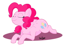 Size: 4098x3072 | Tagged: safe, artist:datzigga, derpibooru import, pinkie pie, earth pony, pony, balloonbutt, butt, cute, diapinkes, eyes closed, lying down, solo