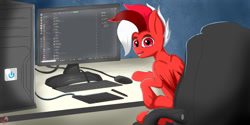 Size: 1280x640 | Tagged: safe, artist:joaothejohn, derpibooru import, oc, pegasus, pony, keyboard, pegasus oc, solo