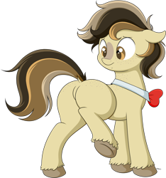 Size: 1672x1786 | Tagged: safe, artist:wownamesarehard, derpibooru exclusive, derpibooru import, oc, oc:place holder, earth pony, blank flank, body freckles, bowtie, butt, butt freckles, commission, freckles, male, simple background, solo, stallion, transparent background, unshorn fetlocks, worried