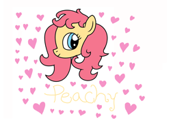 Size: 2500x1921 | Tagged: safe, artist:sandramlpfan65, derpibooru import, peachy, earth pony, pony, g1, g4, bust, female, g1 to g4, generation leap, head, heart, mare, portrait, signature, simple background, smiling, white background