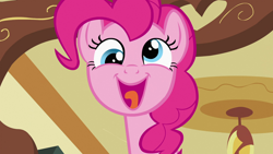 Size: 1920x1080 | Tagged: safe, derpibooru import, screencap, pinkie pie, earth pony, pony, baby cakes, season 2, cute, derp, diapinkes, faic, female, mare, pinkie being pinkie, smiling, solo, sugarcube corner