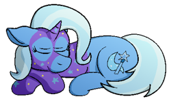 Size: 848x502 | Tagged: safe, artist:xppp1n, trixie, pony, unicorn, crossed arms, ears, eyes closed, female, floppy ears, mare, simple background, sleeping, sleepwear, smiling, solo, transparent background