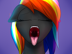 Size: 2000x1500 | Tagged: safe, artist:skanim-sdw, derpibooru import, oc, oc only, oc:darky wings, pony, drool, drool string, ears, esophagus, eyes closed, fangs, female, floppy ears, maw, mawshot, open mouth, oral invitation, saliva puddle, salivating, slimy, taste buds, teeth, tongue, tongue out, uvula