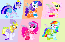 Size: 1404x906 | Tagged: safe, artist:mlplary6, derpibooru import, applejack, fluttershy, pinkie pie, rainbow dash, rarity, twilight sparkle, twilight sparkle (alicorn), alicorn, earth pony, pegasus, unicorn, aisha, barely pony related, bloom (winx club), blue wings, boots, charmix, clothes, crossover, crown, dress, fairy, fairy wings, fairyized, flora (winx club), gloves, green wings, headphones, high heel boots, high heels, jewelry, layla, magic winx, mane six, musa, necklace, pink dress, red dress, regalia, shoes, sparkly wings, stella (winx club), strapless, tecna, wings, winx, winx club, winxified