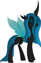 Size: 5500x8287 | Tagged: safe, artist:negatif22, derpibooru import, idw, queen chrysalis, changeling, changeling queen, fiendship is magic, eyes closed, fangs, female, idw showified, simple background, solo, transparent background, vector, wings