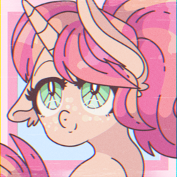 Size: 4000x4000 | Tagged: safe, artist:maiii-san, derpibooru import, oc, oc only, pony, unicorn, abstract background, bust, ears, eyelashes, floppy ears, horn, smiling, solo, unicorn oc