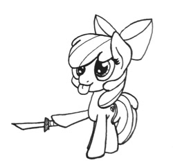 Size: 640x609 | Tagged: safe, artist:ewoudcponies, derpibooru import, apple bloom, :p, female, filly, solo, sword, tongue, tongue out, weapon