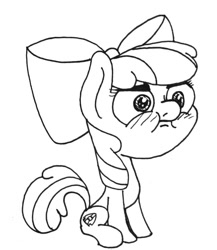 Size: 640x737 | Tagged: safe, artist:ewoudcponies, derpibooru import, apple bloom, blushing, female, filly, solo, stare