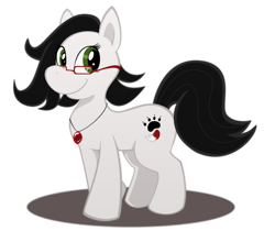 Size: 1244x1043 | Tagged: safe, artist:scittykitty, derpibooru import, oc, oc only, earth pony, pony, earth pony oc, female, glasses, jewelry, mare, necklace, paw prints, simple background, smiling, solo, transparent background