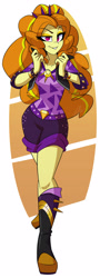 Size: 1679x4245 | Tagged: safe, artist:light262, adagio dazzle, equestria girls, abstract background, big hair, boots, clothes, female, shirt, shoes, shorts, solo
