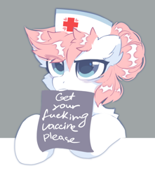 Size: 578x655 | Tagged: safe, artist:mirtash, derpibooru import, nurse redheart, earth pony, pony, bags under eyes, colored pupils, female, hat, mare, mouth hold, mouthpiece, nurse hat, solo, vulgar