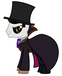 Size: 506x619 | Tagged: safe, artist:736berkshire, derpibooru import, pony, cape, clothes, hat, male, phantom manor, smiling, solo, stallion, top hat