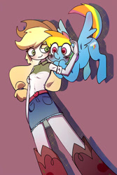 Size: 500x750 | Tagged: artist needed, source needed, safe, derpibooru import, applejack, rainbow dash, pegasus, pony, equestria girls, appledash, female, lesbian, shipping