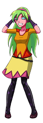 Size: 1048x3000 | Tagged: safe, artist:artemis-polara, derpibooru import, lemon zest, equestria girls, clothes, eyes closed, headphones, shirt, shoes, simple background, skirt, smiling, solo, transparent background