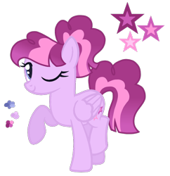 Size: 800x827 | Tagged: safe, artist:magicuniclaws, derpibooru import, oc, pegasus, pony, female, magical lesbian spawn, mare, offspring, one eye closed, parent:pinkie pie, parent:twilight sparkle, parents:twinkie, simple background, solo, transparent background, wink