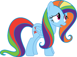 Size: 1920x1426 | Tagged: safe, derpibooru import, edit, fluttershy, rainbow dash, pegasus, pony, nervous, palette swap, ponyar fusion, recolor, simple background, transparent background, vector, vector edit