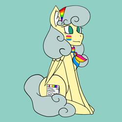 Size: 2048x2048 | Tagged: safe, artist:mintymelody, derpibooru import, oc, oc only, oc:rainbow ribbon, pegasus, pony, ascot, high res, pansexual, pansexual pride flag, pegasus oc, pride, pride flag, pride month, solo