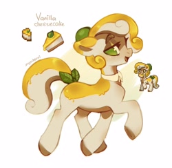 Size: 2302x2240 | Tagged: safe, artist:myscherri, derpibooru import, oc, oc only, earth pony, food pony, original species, pony, cake, cheesecake, female, food, mare, ponified, pony town, solo