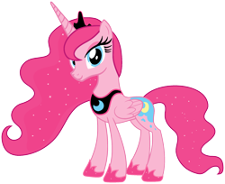 Size: 1920x1565 | Tagged: safe, derpibooru import, edit, pinkie pie, princess luna, alicorn, pony, crown, jewelry, looking at you, palette swap, ponyar fusion, recolor, regalia, simple background, smiling, transparent background, vector, vector edit