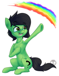 Size: 4008x5164 | Tagged: safe, artist:calena, derpibooru exclusive, derpibooru import, oc, oc only, oc:anon filly, earth pony, pony, absurd resolution, cutie mark, earth pony oc, female, filly, rainbow, simple background, solo, transparent background, underhoof