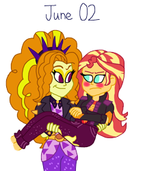 Size: 2000x2361 | Tagged: safe, artist:ktd1993, derpibooru import, adagio dazzle, sunset shimmer, equestria girls, bridal carry, carrying, female, lesbian, music festival outfit, shipping, sunsagio