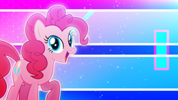 Size: 7680x4320 | Tagged: safe, artist:game-beatx14, artist:illumnious, derpibooru import, edit, pinkie pie, earth pony, pony, female, mare, smiling, solo, wallpaper, wallpaper edit