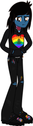 Size: 724x2705 | Tagged: safe, artist:lightningbolt, derpibooru exclusive, derpibooru import, equestria girls, .svg available, belt, boots, bring me the horizon, clothes, drop dead clothing, equestria girls-ified, gay pride flag, hand in pocket, hoodie, jeans, lidded eyes, lip piercing, looking at you, male, oliver sykes, paint stains, pants, piercing, pride, pride flag, ripped jeans, ripped pants, shoes, solo, svg, tattoo, torn clothes, vector