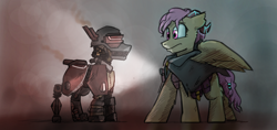 Size: 5000x2365 | Tagged: safe, artist:captainhoers, artist:venseyness, derpibooru import, oc, oc only, pony, robot, robot pony, cerbens wail, colored version, fantasy