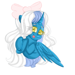 Size: 1024x1024 | Tagged: safe, artist:sakimiaji, derpibooru import, oc, oc:fleurbelle, alicorn, adorabelle, alicorn oc, bow, cute, female, golden eyes, hair bow, horn, mare, ocbetes, simple background, tongue, tongue out, transparent background, wings