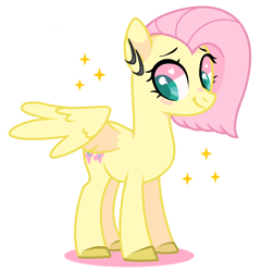 Size: 960x996 | Tagged: safe, artist:therissinghoothoot, derpibooru import, fluttershy, pegasus, pony, alternate hairstyle, cute, daaaaaaaaaaaw, female, heart eyes, mare, no tail, short mane, shyabetes, simple background, solo, white background, wingding eyes