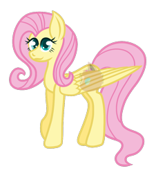 Size: 794x878 | Tagged: safe, artist:pichu1129, derpibooru import, fluttershy, pegasus, pony, big eyes, female, mare, simple background, solo, transparent background, watermark