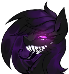 Size: 268x286 | Tagged: safe, artist:minty--fresh, derpibooru import, oc, oc:shuffler, fluffy, glowing eyes, long tongue, pfp, purple eyes, solo, tongue