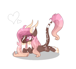 Size: 1136x1027 | Tagged: safe, artist:lilywolfpie-yt, derpibooru import, oc, oc:rosetta, female, horns, lying down, prone, simple background, solo, transparent background