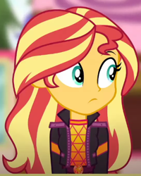 Size: 373x467 | Tagged: safe, derpibooru import, screencap, sunset shimmer, better together, equestria girls, wake up!, cropped, solo